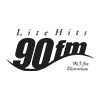 Logotipo da emissora de rádio Lite Hits 90 FM com cores em escala de cinza